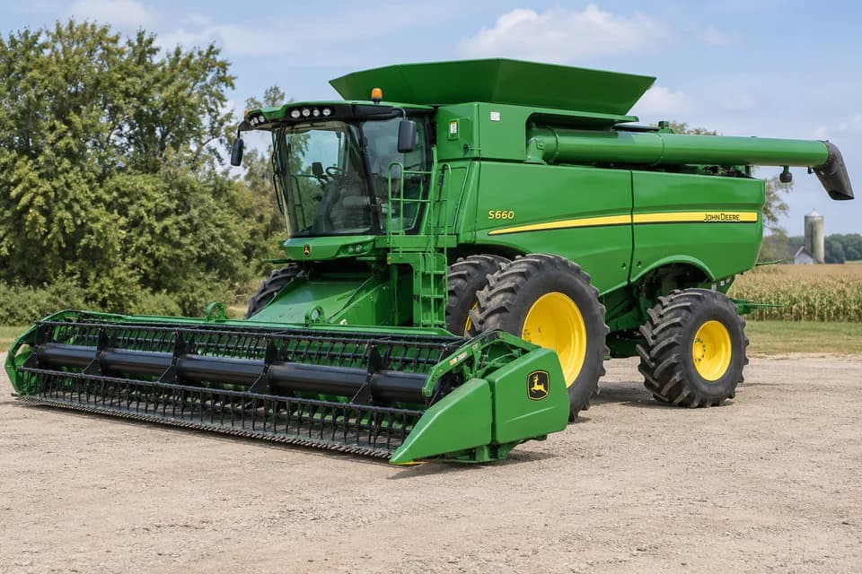Imagen referencial de Cosechadora John Deere S660, año declarado 2018; no corresponde al bien específico del edicto.