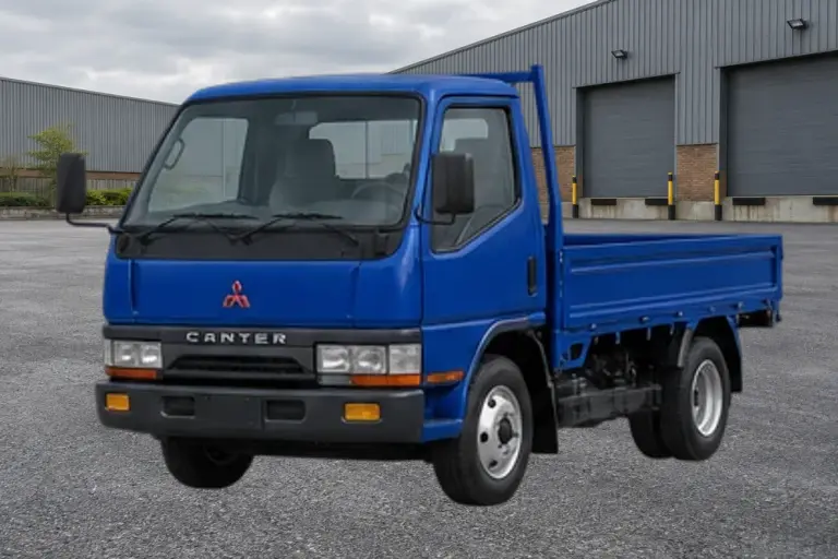 Imagen referencial de Mitsubishi Canter, año 1997, diseño 1994–2001, color Azul aproximado. No es una fotografía del vehículo rematado.