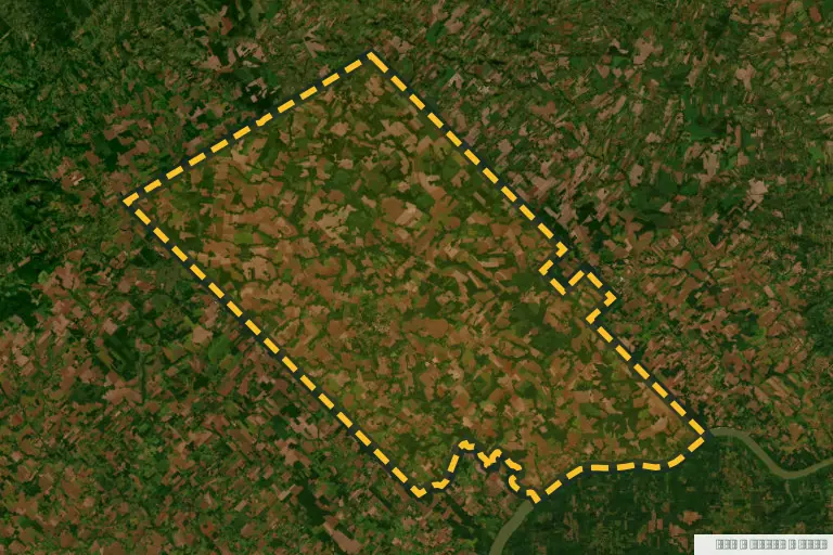 Vista satelital de Colonia Pirapó, Paraguay. Zona de referencia del inmueble en remate; no delimita la parcela ni identifica el inmueble.