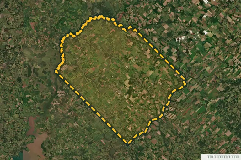 Vista satelital de Fram, Paraguay. Zona de referencia del inmueble en remate; no delimita la parcela ni identifica el inmueble.