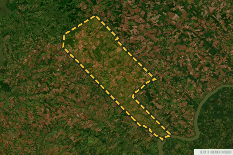 Vista satelital de Obligado, Paraguay. Zona de referencia del inmueble en remate; no delimita la parcela ni identifica el inmueble.