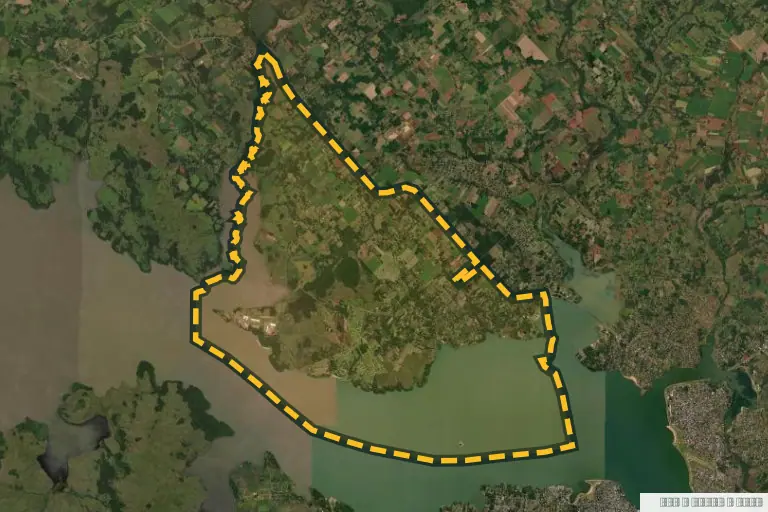 Vista satelital de San Juan del Paraná, Paraguay. Zona de referencia del inmueble en remate; no delimita la parcela ni identifica el inmueble.